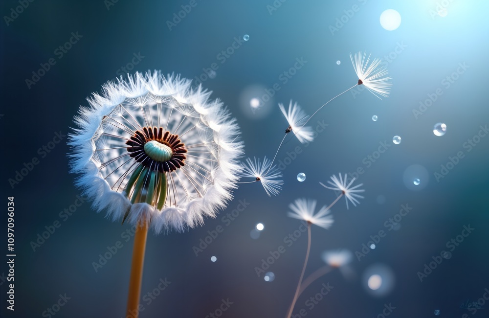 Dandelion seed head. Fluffy seeds blow in wind. Dew drops. Macro nature photo. Spring summer blossom. Soft bokeh background. White flower detail. Closeup view. Abstract minimalism. Nature beauty. Dandelion seed head. Fluffy seeds blow in wind. Dew drops. Macro nature photo. Spring summer blossom. Soft bokeh background. White flower detail. Closeup view. Abstract minimalism. Nature beauty.