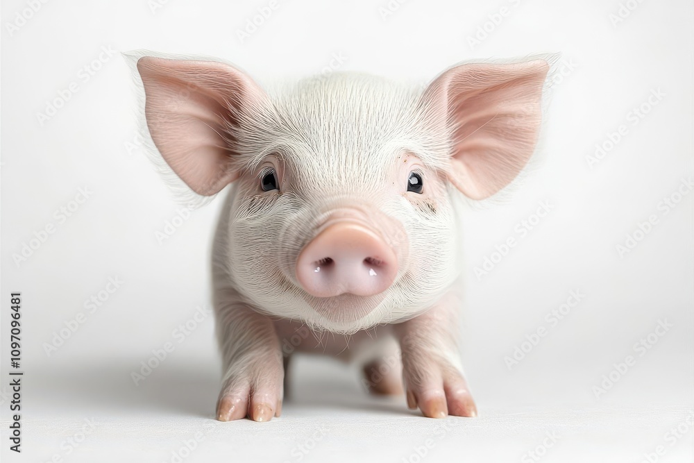 playful farm pig against a clean white background, displaying its adorable features and charm. the focus highlights the animal's texture and playful demeanor playful farm pig against a clean white background, displaying its adorable features and charm. the focus highlights the animal's texture and playful demeanor