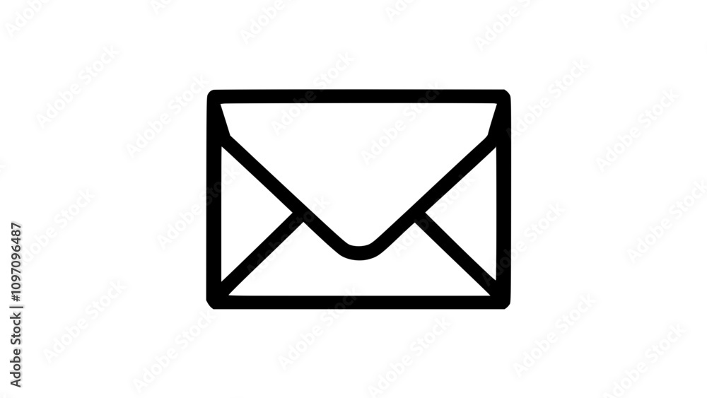 A white envelope with a black outline and border. A white envelope with a black outline and border.