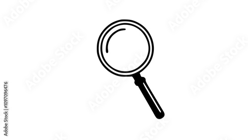 A magnifying glass is shown in a black and white photo.