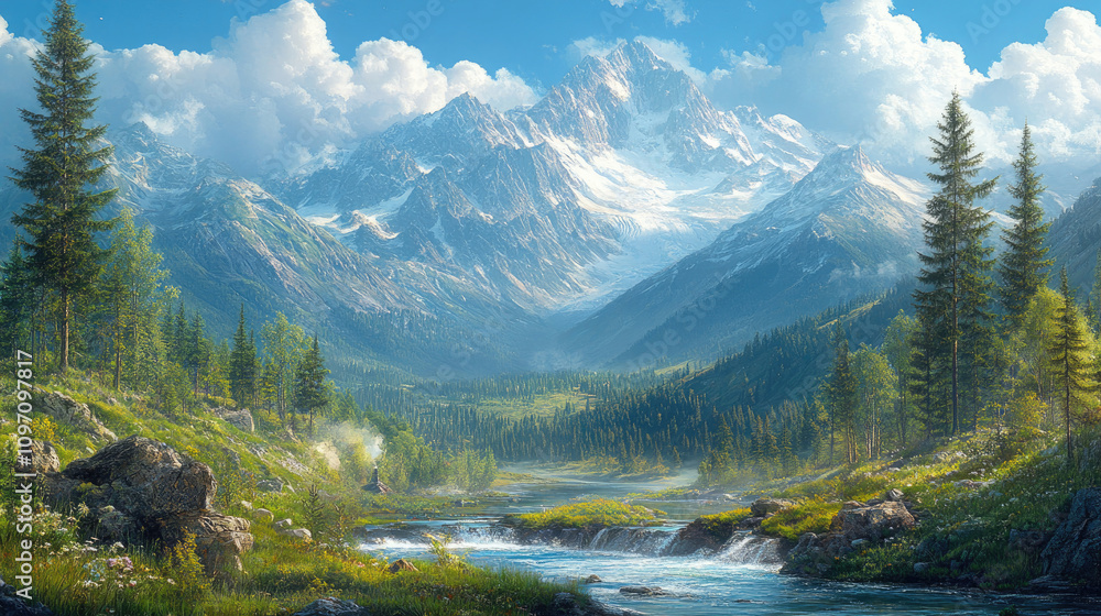 Majestic Mountain Valley Landscape Majestic Mountain Valley Landscape