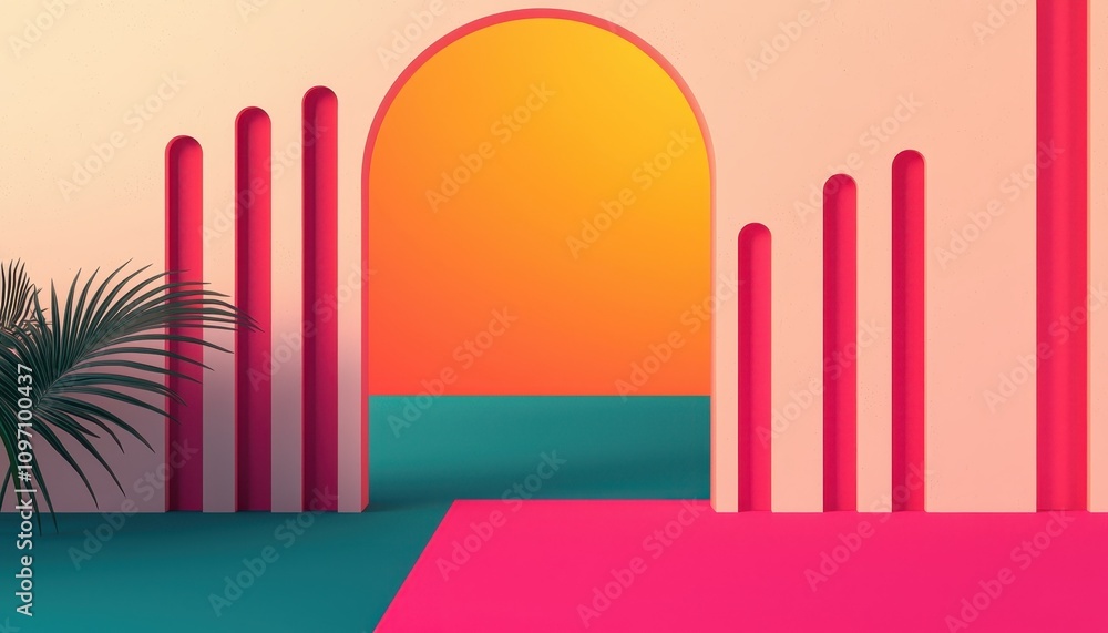 Vibrant architectural design showcase modern space digital art colorful environment artistic perspective aesthetic concept Vibrant architectural design showcase modern space digital art colorful environment artistic perspective aesthetic concept