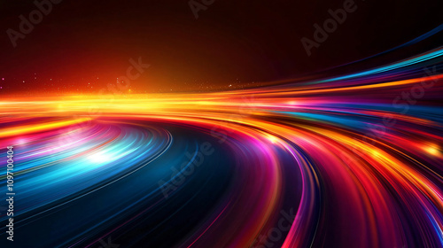 Dynamic light trails capturing movement and energy  ideal for speed  technology  and innovation projects