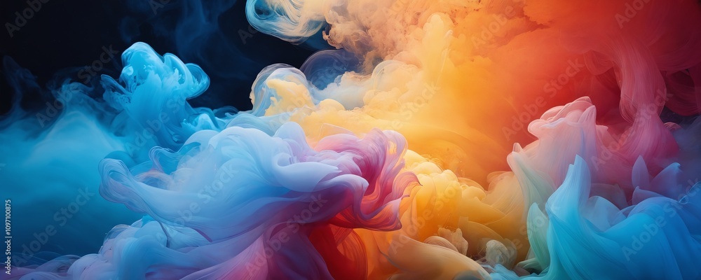 Colorful swirling smoke in vibrant hues creating a dynamic and abstract display of motion and light Colorful swirling smoke in vibrant hues creating a dynamic and abstract display of motion and light