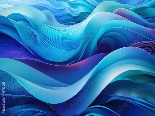 Abstract waves of blue and turquoise flowing seamlessly across the canvas, creating a serene and captivating visual experience