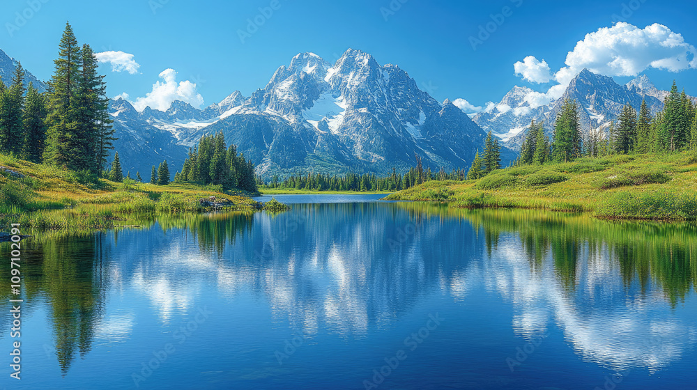 Serene Mountain Lake Reflection Serene Mountain Lake Reflection