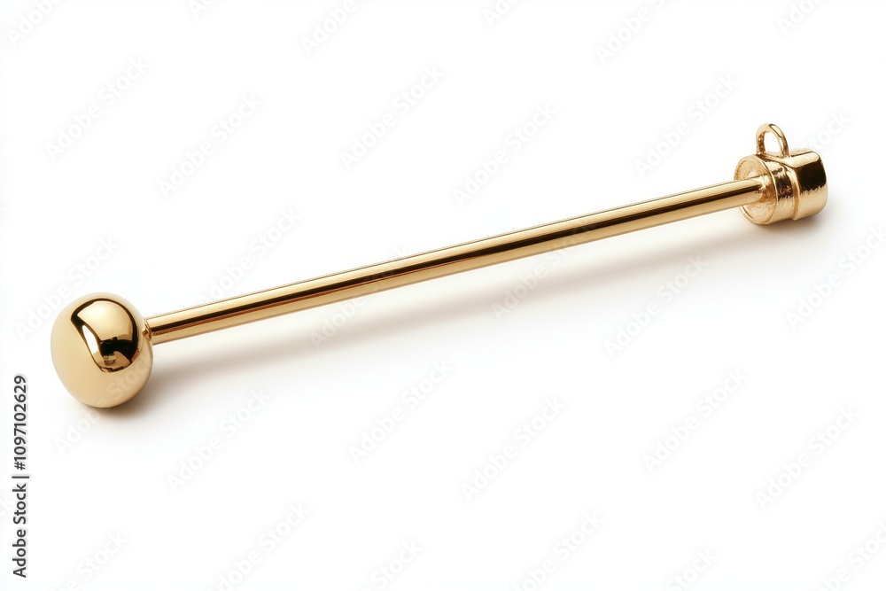 Gold lapel pin with round end, isolated on white background Gold lapel pin with round end, isolated on white background