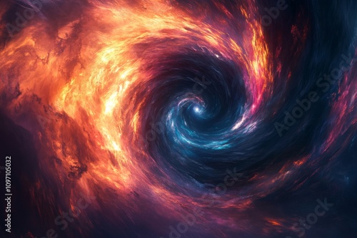 An artistic rendering of a black hole, with swirling colors and light, representing the mysteries of the universe during World Space Week. 