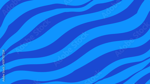 Stylish seamless repeat vector pattern of zebra skin print with bold blue colors and smooth curves