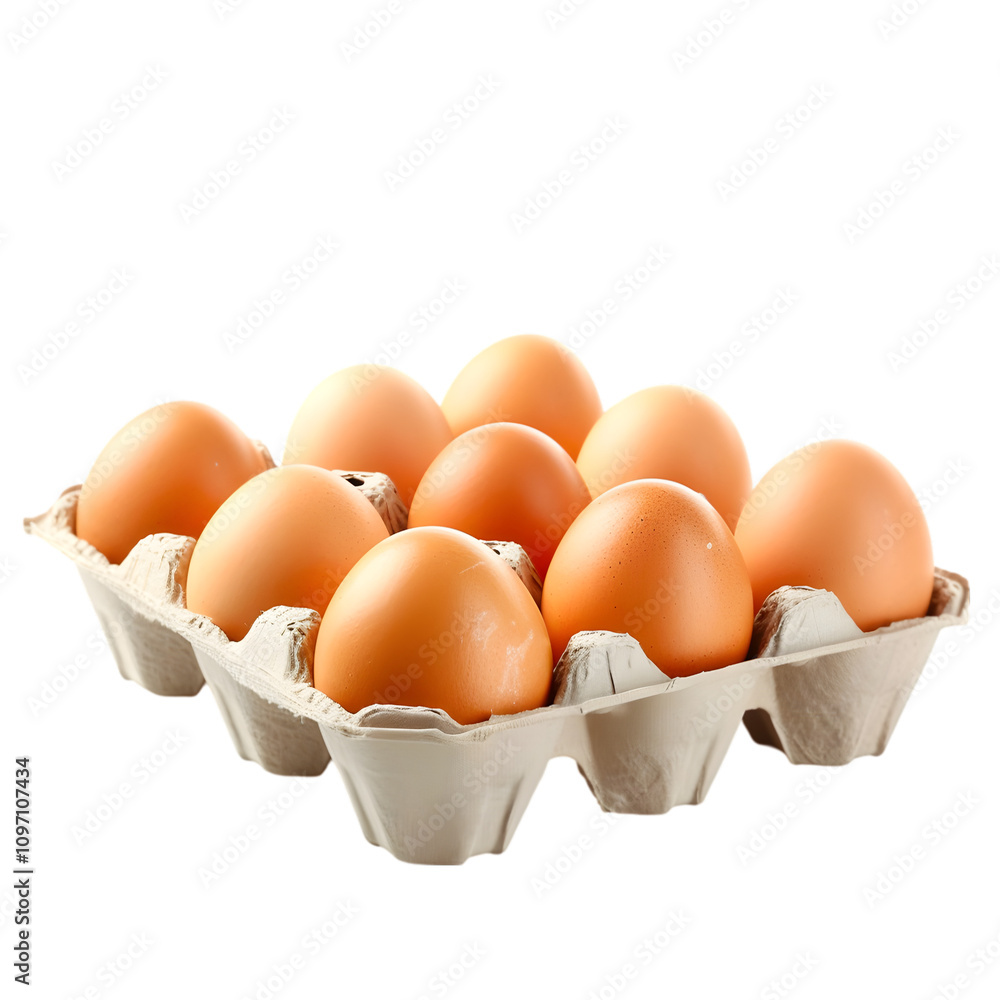 Fresh brown eggs in a cardboard carton Fresh brown eggs in a cardboard carton