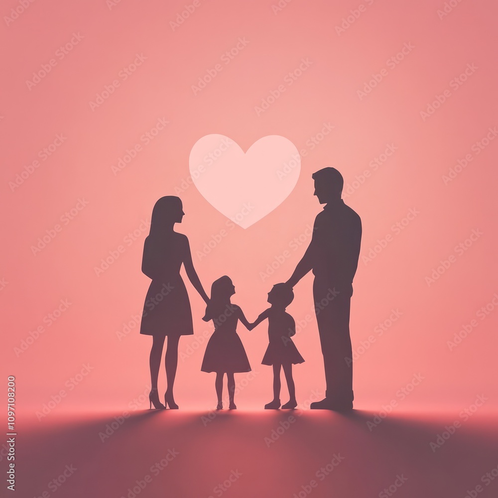 A family silhouette with a heart symbolizing life insurance protection, set against a soft pink background. A family silhouette with a heart symbolizing life insurance protection, set against a soft pink background.