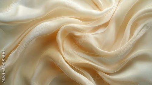 A close-up of soft, flowing cream-colored fabric, showcasing its texture and movement.