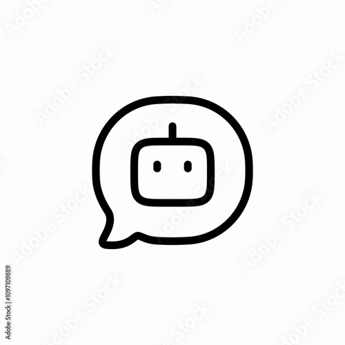 speech bubble ai chat bot icon sign vector