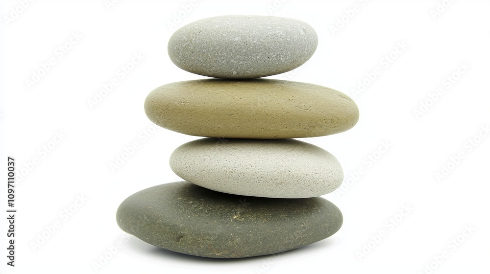 Four smooth pebbles stacked in a balanced arrangement, showcasing calming neutral tones. Four smooth pebbles stacked in a balanced arrangement, showcasing calming neutral tones.