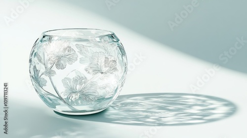 Elegant Glass Vase with Etched Floral Design