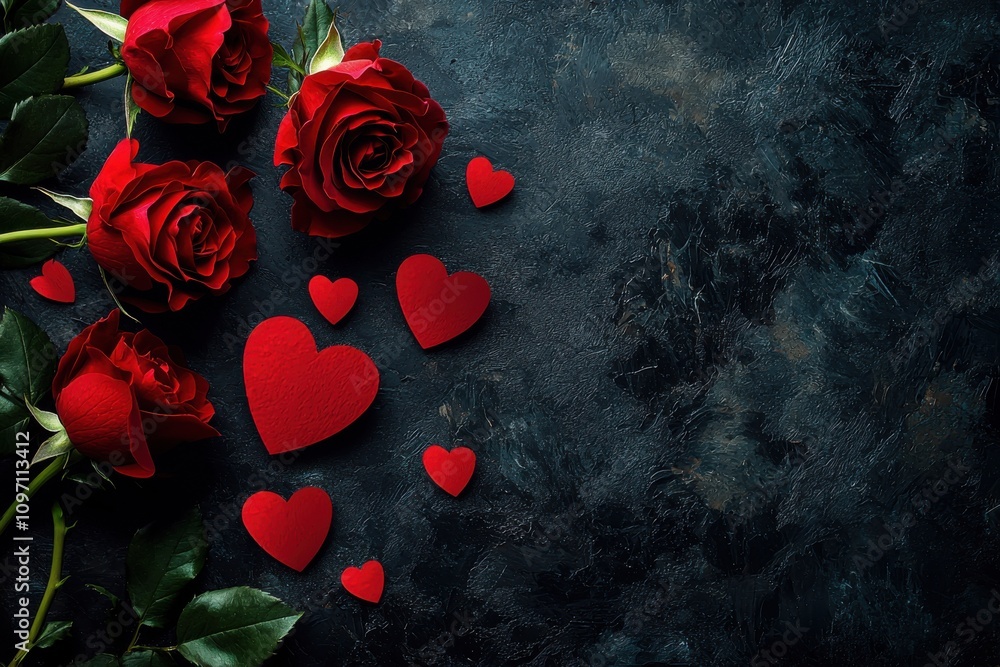 Valentine's Day love concept with red roses and romantic decorations, perfect for a loving celebration. Valentine's Day love concept with red roses and romantic decorations, perfect for a loving celebration.
