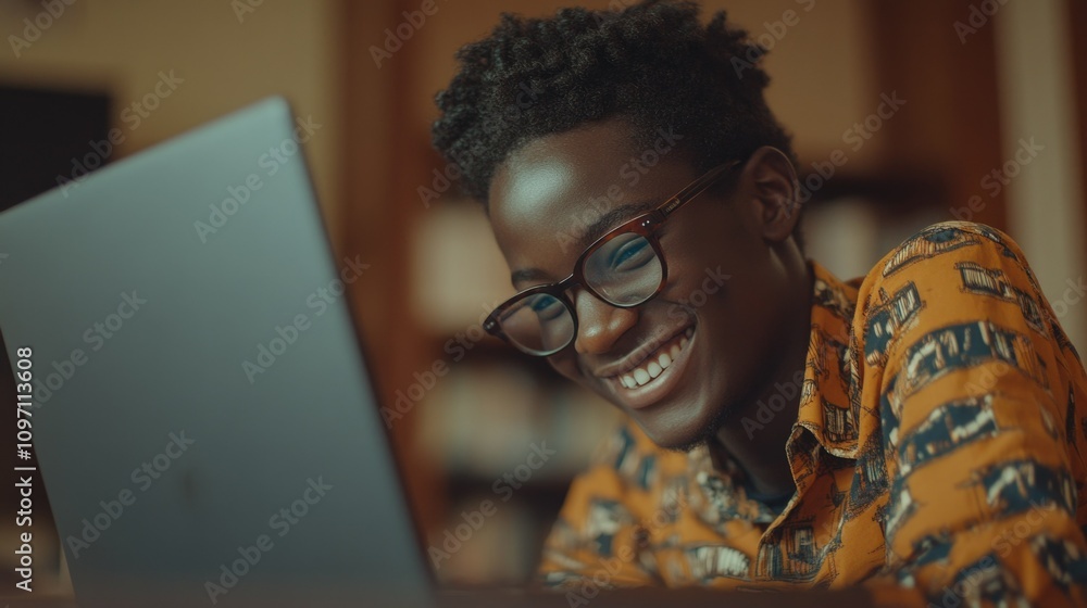 Smiling Boy Using Laptop Smiling Boy Using Laptop