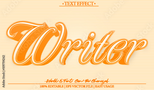 Writer Vector Text Effect Editable Alphabet Paper Write Pencil Book