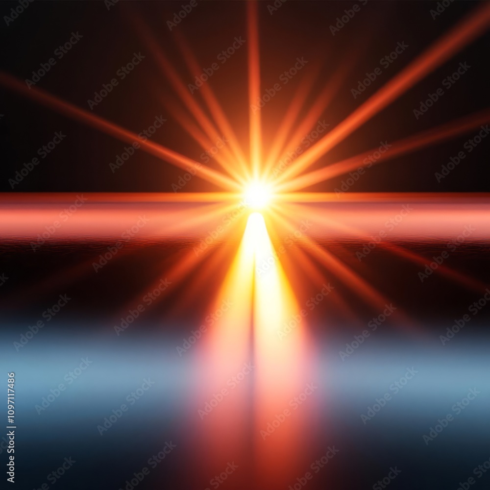 A cinematic render of a lens flare reflecting off a polished metallic surface, lens cinematic flair, visual impact A cinematic render of a lens flare reflecting off a polished metallic surface, lens cinematic flair, visual impact