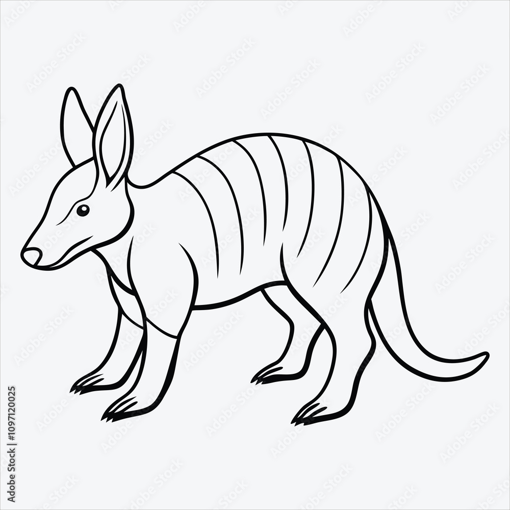 Fototapeta premium Aardvark line art White background illustration Generative Ai