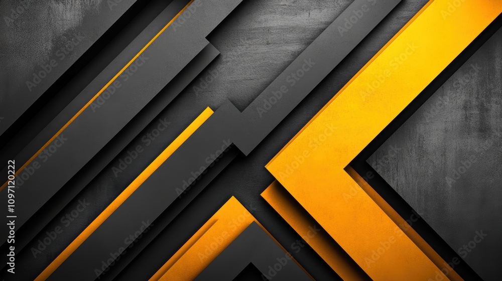 Abstract geometric design featuring black and yellow layered shapes. Abstract geometric design featuring black and yellow layered shapes.
