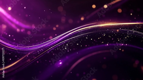 Abstract Purple and Gold Waves: Sparkling Luxury Background