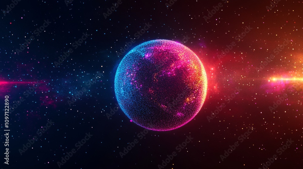 Cosmic Sphere: A vibrant Universe of Glowing Particles Cosmic Sphere: A vibrant Universe of Glowing Particles