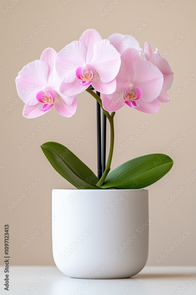 Vibrant Phalaenopsis stuartiana blooms adorned with droplets in a pristine white background setting Vibrant Phalaenopsis stuartiana blooms adorned with droplets in a pristine white background setting