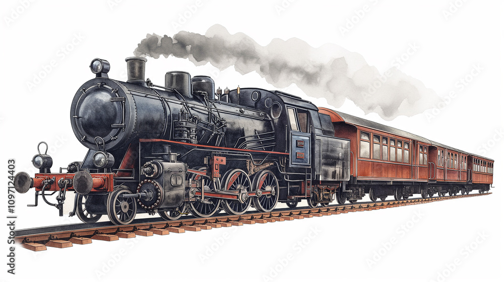 Naklejka premium Train vintage illustration isolated on white background