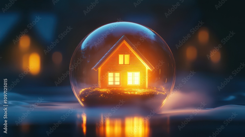 A house nestled in the center a glowing protective sphere, showcasing the comprehensive safety property insurance. A house nestled in the center a glowing protective sphere, showcasing the comprehensive safety property insurance.
