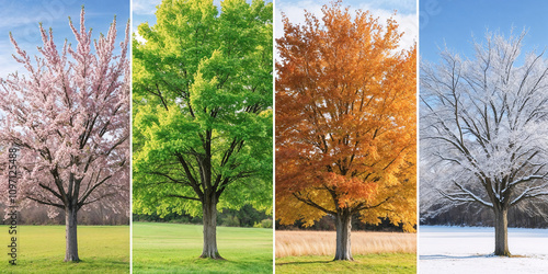 Four seasons tree transformation: nature's cycle of life
