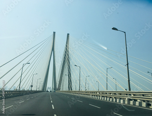 Bandra Worli Sea link  cable-stayed bridge in Mumbai, India - Stock Image photo