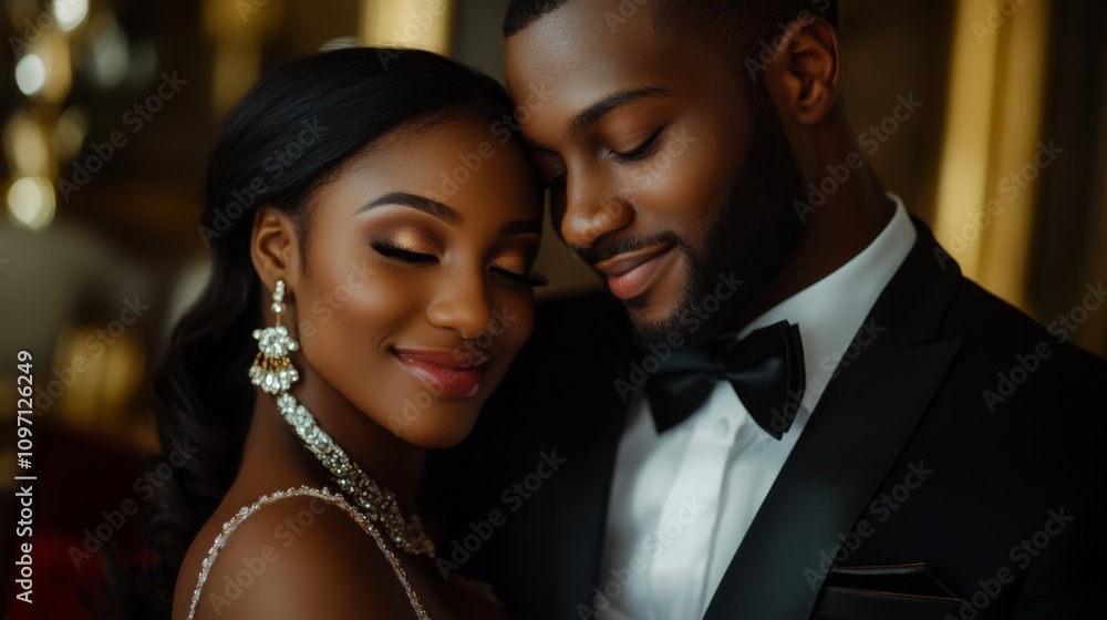 Romantic Wedding Portrait: A Black Couple's Tender Moment Romantic Wedding Portrait: A Black Couple's Tender Moment