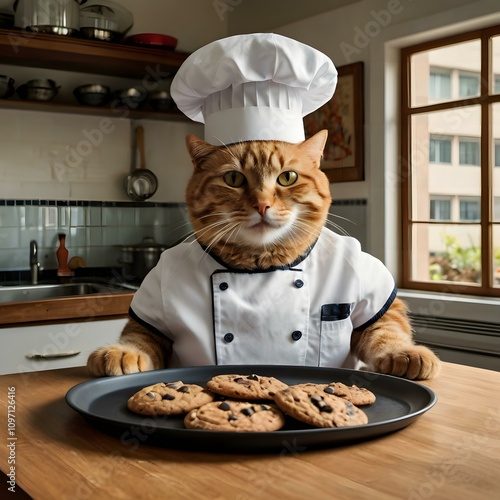 Cat Chef Baking Cookies