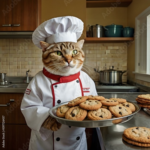 Cat Chef Baking Cookies