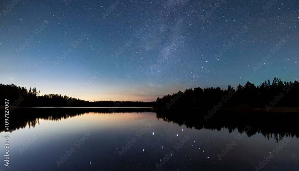 Time-Lapse of Sky Showing Constellation Movement Over Calm Lake at Night Time-Lapse of Sky Showing Constellation Movement Over Calm Lake at Night