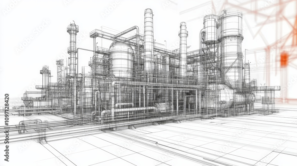 A detailed wireframe sketch of industrial equipment, showcasing both visible and invisible line layers, emphasizing structural components and mechanical elements in a layered design. A detailed wireframe sketch of industrial equipment, showcasing both visible and invisible line layers, emphasizing structural components and mechanical elements in a layered design.