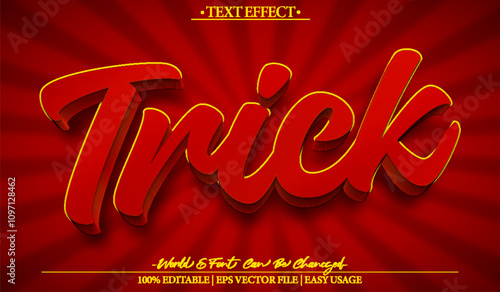 Trick Vector Text Effect Editable Alphabet Red Cartoon Comic