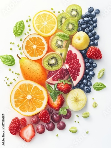 Wallpaper Mural Mixed bowls with vibrant smoothies, including banana, berries, granola, and kiwi as toppings Torontodigital.ca