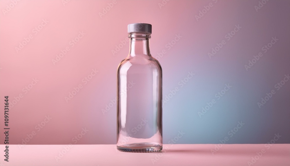 매끄럽고 투명한 유리병과 파스텔톤 배경 매끄럽고 투명한 유리병과 파스텔톤 배경