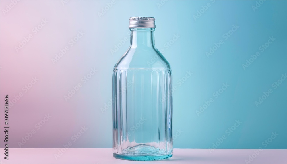 매끄럽고 투명한 유리병과 파스텔톤 배경 매끄럽고 투명한 유리병과 파스텔톤 배경