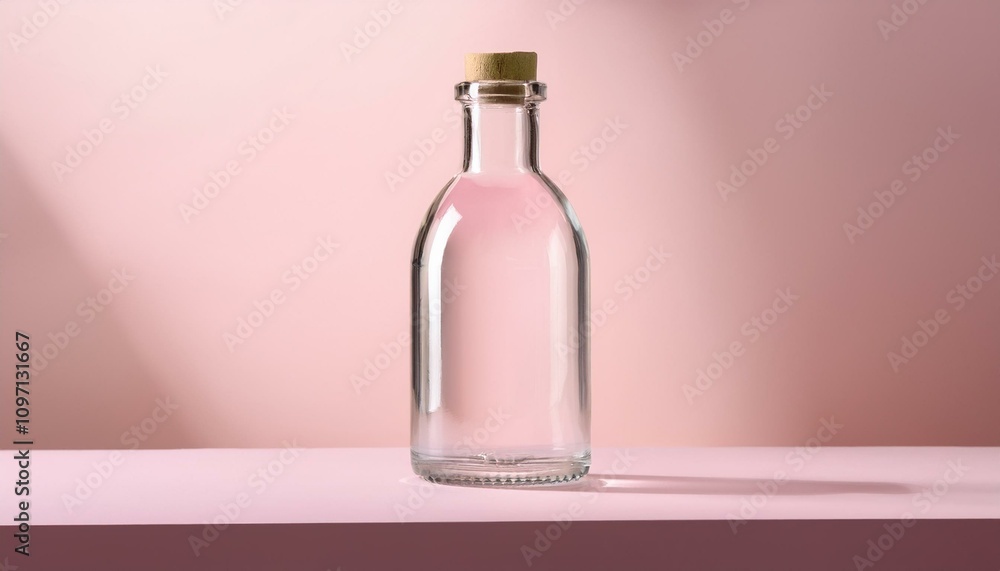 매끄럽고 투명한 유리병과 파스텔톤 배경 매끄럽고 투명한 유리병과 파스텔톤 배경