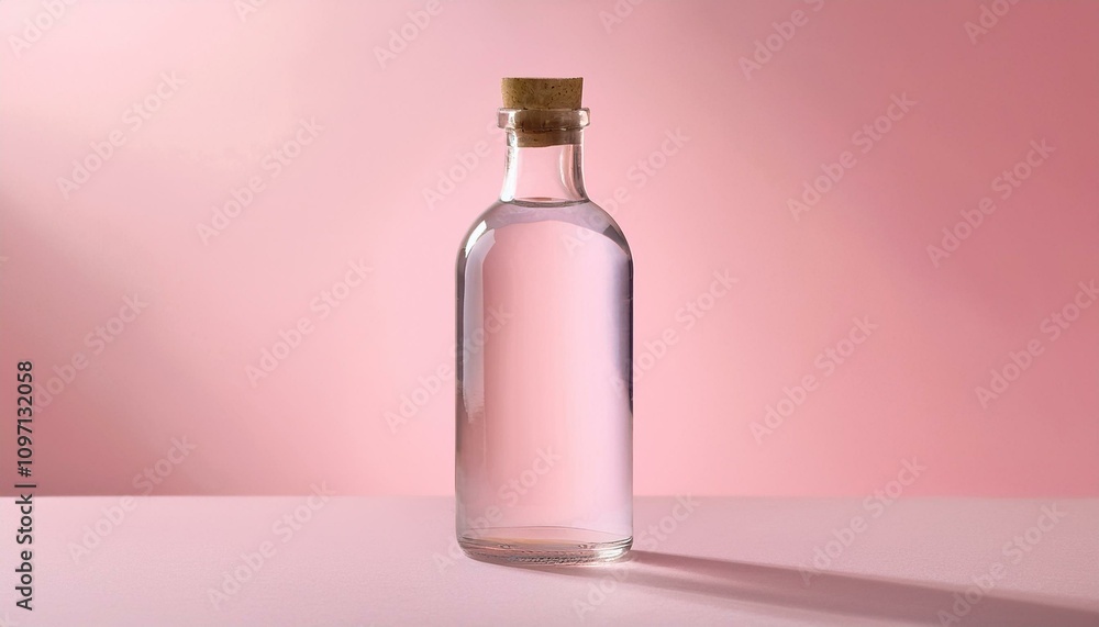 매끄럽고 투명한 유리병과 파스텔톤 배경 매끄럽고 투명한 유리병과 파스텔톤 배경