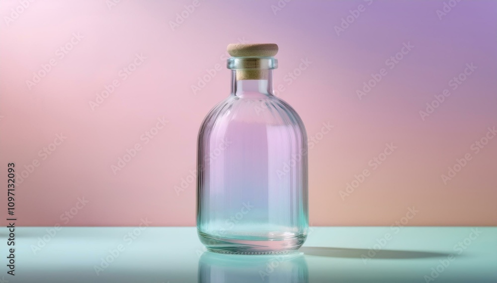 매끄럽고 투명한 유리병과 파스텔톤 배경 매끄럽고 투명한 유리병과 파스텔톤 배경
