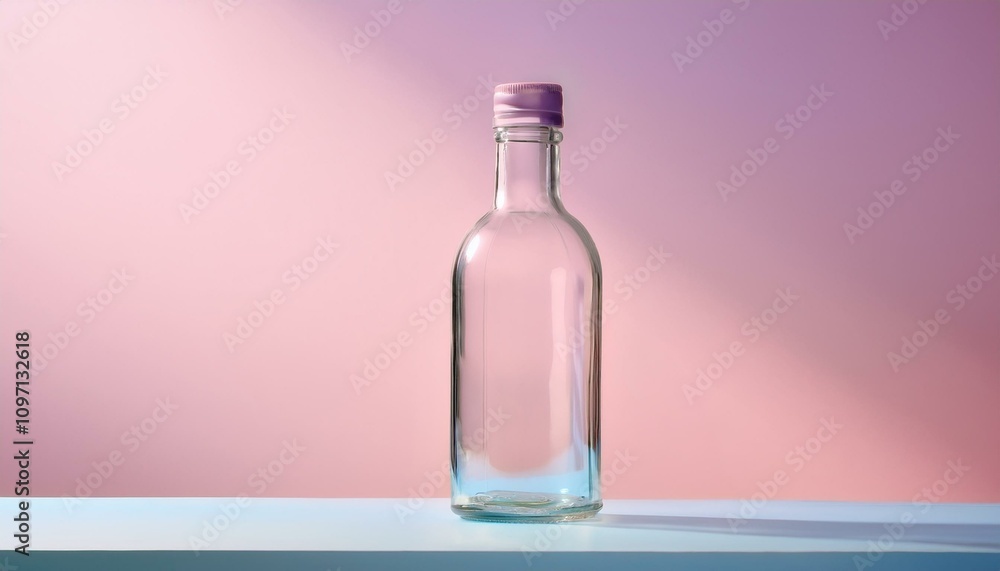 매끄럽고 투명한 유리병과 파스텔톤 배경 매끄럽고 투명한 유리병과 파스텔톤 배경