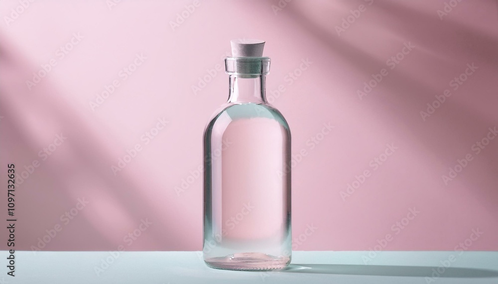 매끄럽고 투명한 유리병과 파스텔톤 배경 매끄럽고 투명한 유리병과 파스텔톤 배경