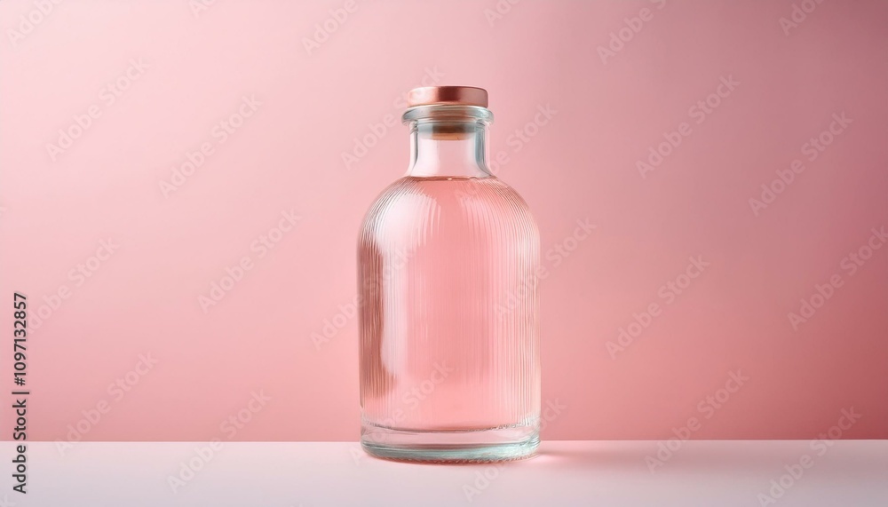 매끄럽고 투명한 유리병과 파스텔톤 배경 매끄럽고 투명한 유리병과 파스텔톤 배경