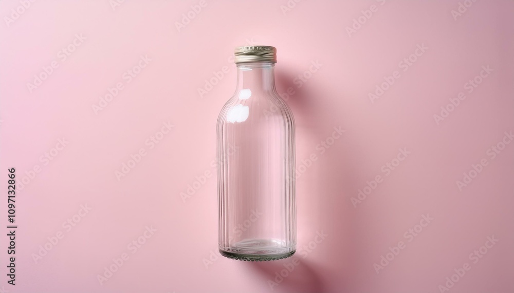 매끄럽고 투명한 유리병과 파스텔톤 배경 매끄럽고 투명한 유리병과 파스텔톤 배경