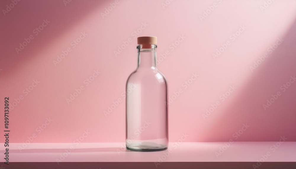 매끄럽고 투명한 유리병과 파스텔톤 배경 매끄럽고 투명한 유리병과 파스텔톤 배경