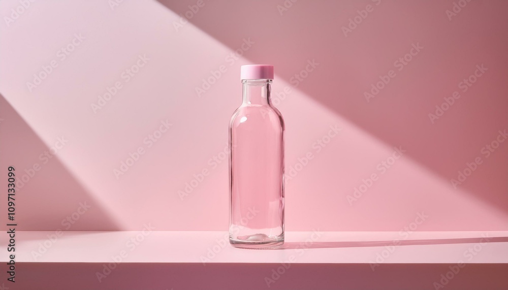 매끄럽고 투명한 유리병과 파스텔톤 배경 매끄럽고 투명한 유리병과 파스텔톤 배경
